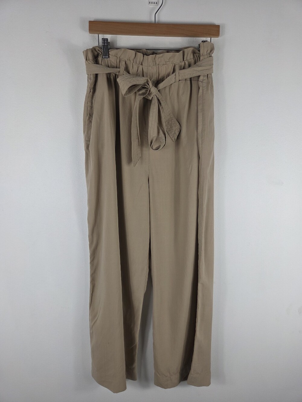 New Industry High Waist Pull On Belted Paper Bag Wide Leg Crop Trouser Pants
